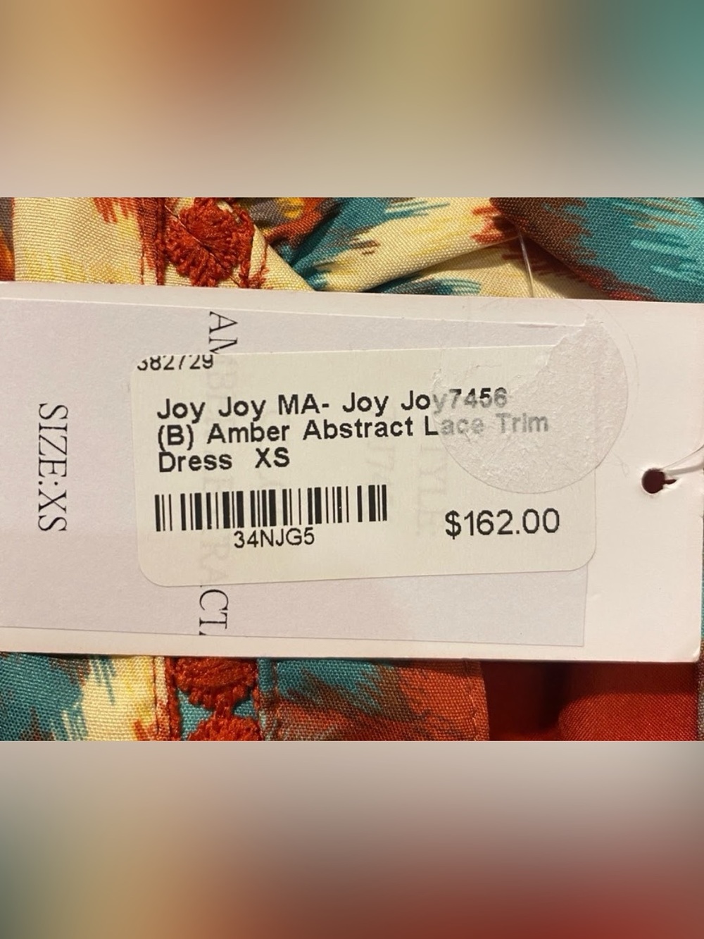 Joy Joy Rust, Teal & Gold Boho Print Mini Dress with Ruffle Hem and Lace Trim - Picture 5 of 14